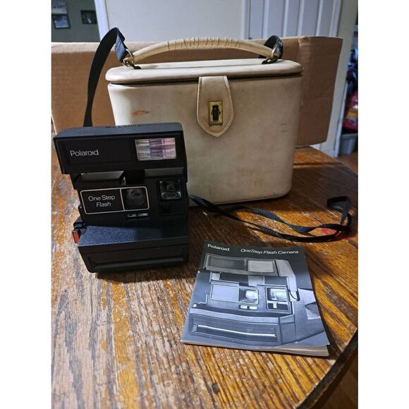 Vintage Polaroid One Step Flash Instant Camera with Paperwork